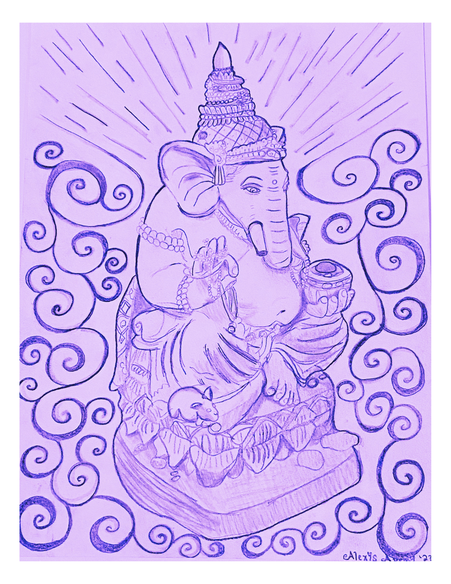 Ganesha Drawing Print  4x6